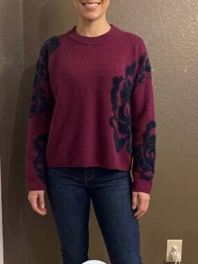 Women's Plum Floral Crewneck Sweater